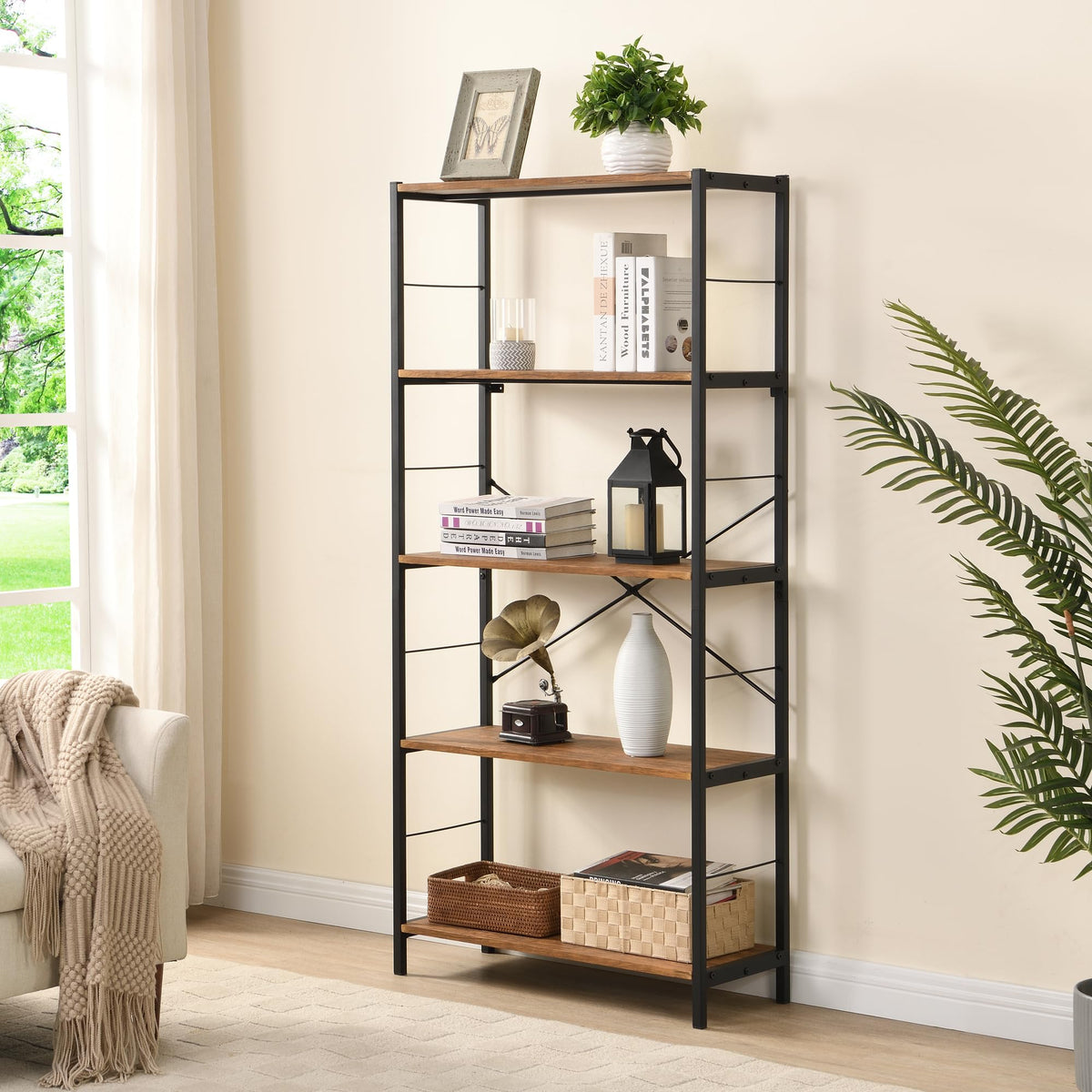 5 Tier Bookshelf with Coffee Shelves U214372