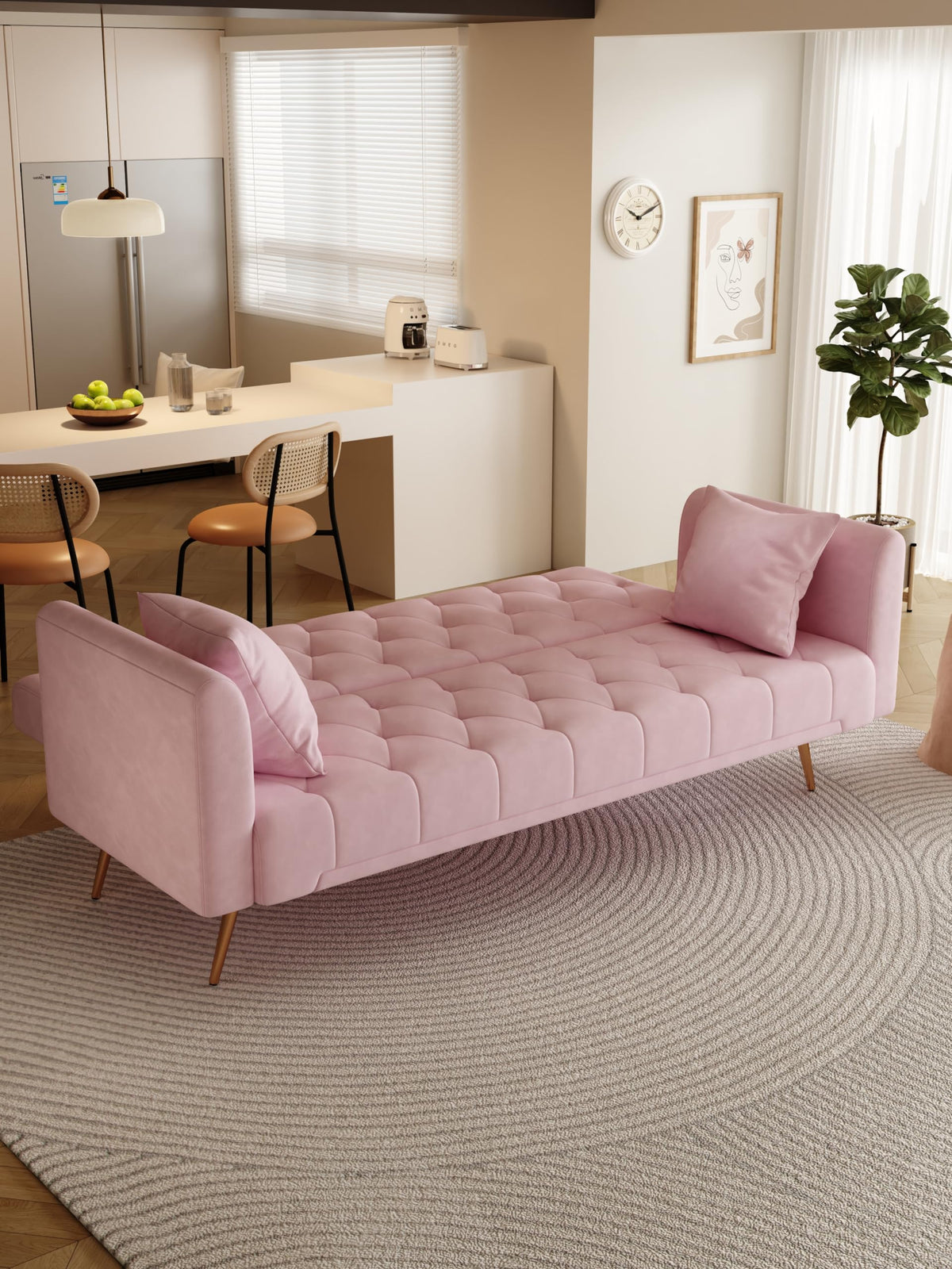 Pink Velvet 2 Seater Loveseat Sofa R382
