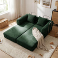Green Corduroy Convertible Sofa Bed with 2 Pillows R19334