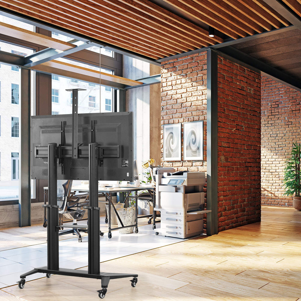 Aluminum Mobile TV Cart for 32 to 120 inch Screens up to 308 lbs, Black I243748