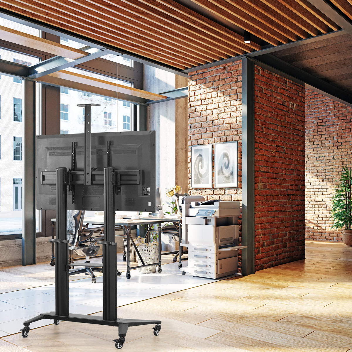 Aluminum Mobile TV Cart for 32 to 120 inch Screens up to 308 lbs, Black I243748