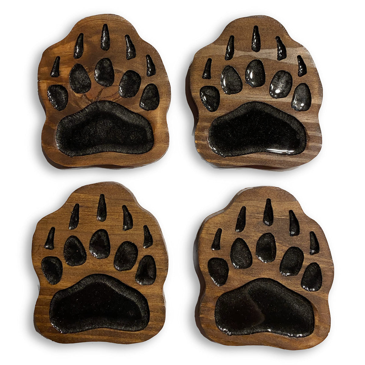 Coaster Set of 4 Handmade Wood with EPOXY Inlay D4177