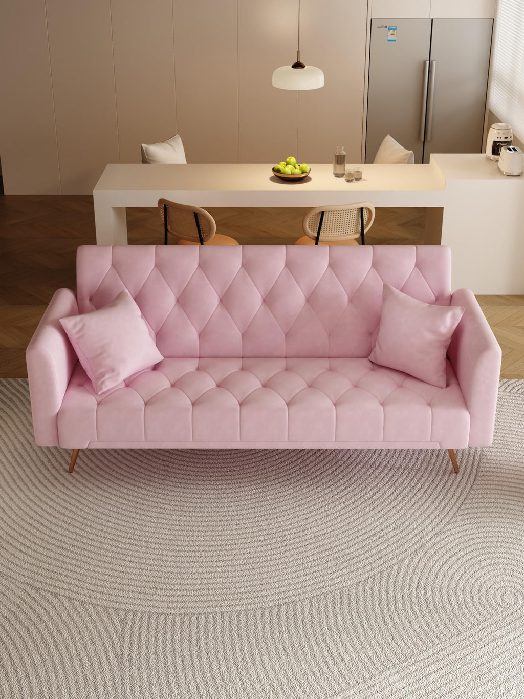 Pink Velvet 2 Seater Loveseat Sofa R382