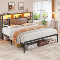 King Bed Frame with Storage Headboard and Charging Station F93628