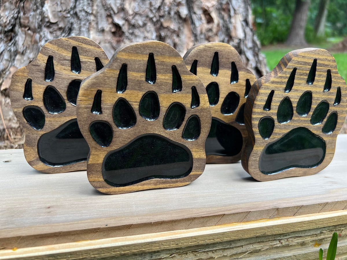 Coaster Set of 4 Handmade Wood with EPOXY Inlay D4177