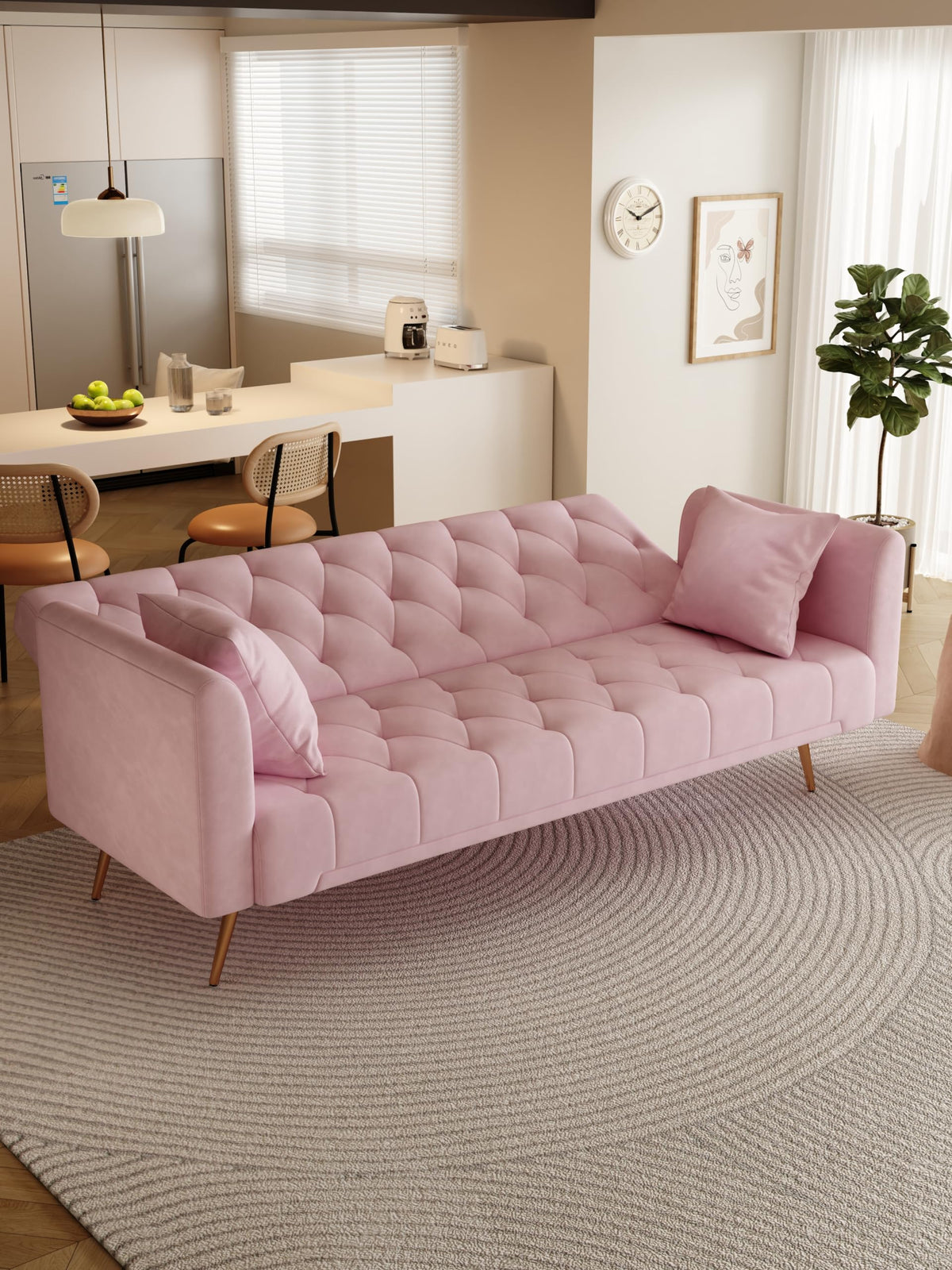 Pink Velvet 2 Seater Loveseat Sofa R382