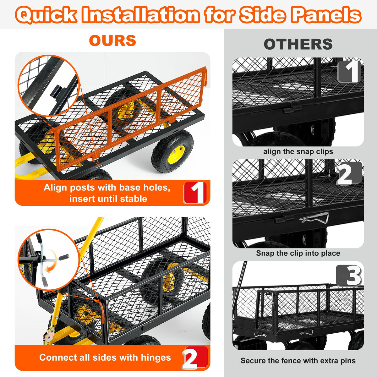 Heavy Duty Steel Garden Cart with Handle & 10" All Terrain Tires Z3321
