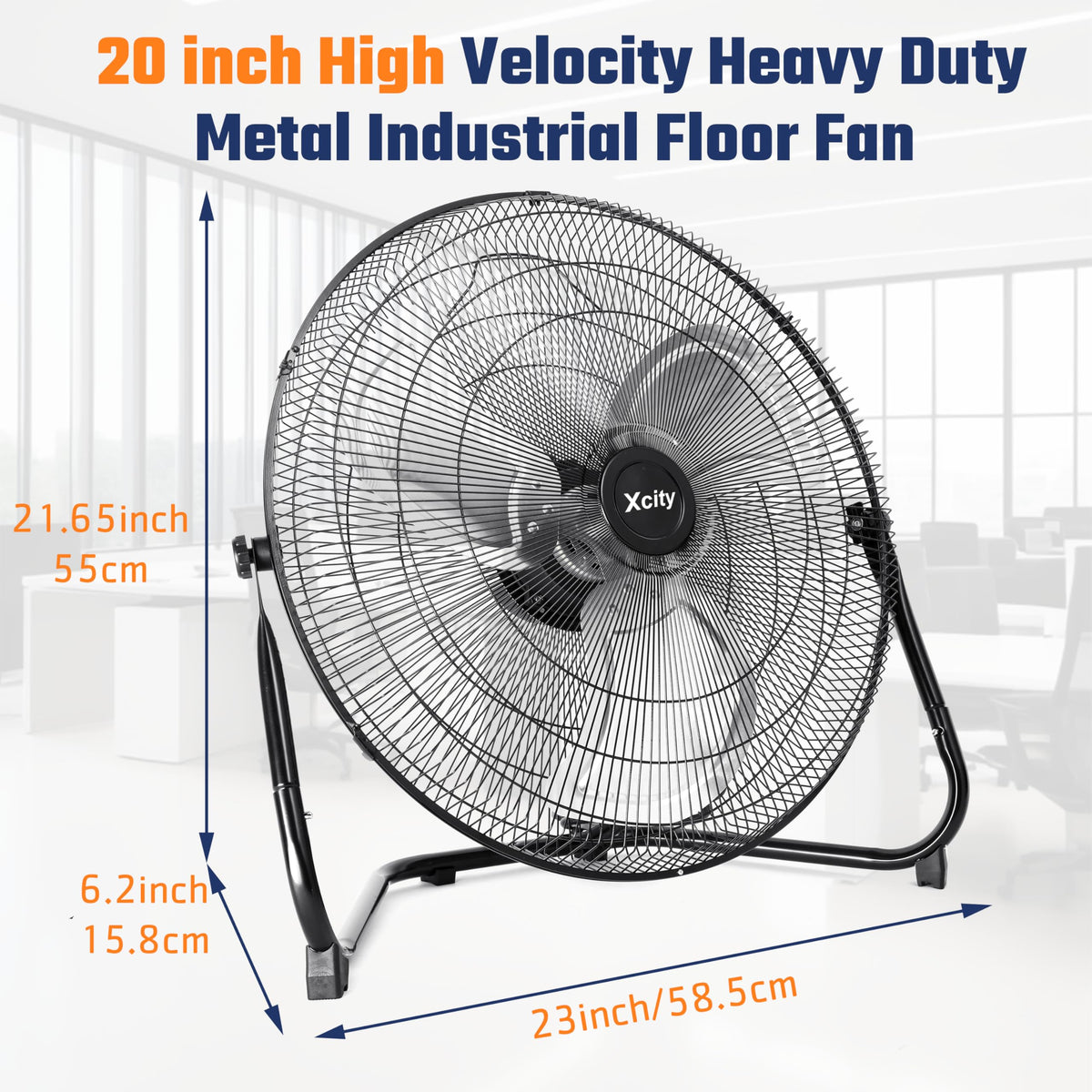 20 Inch Metal Industrial Floor Fan 4650 CFM 3-speed A210476