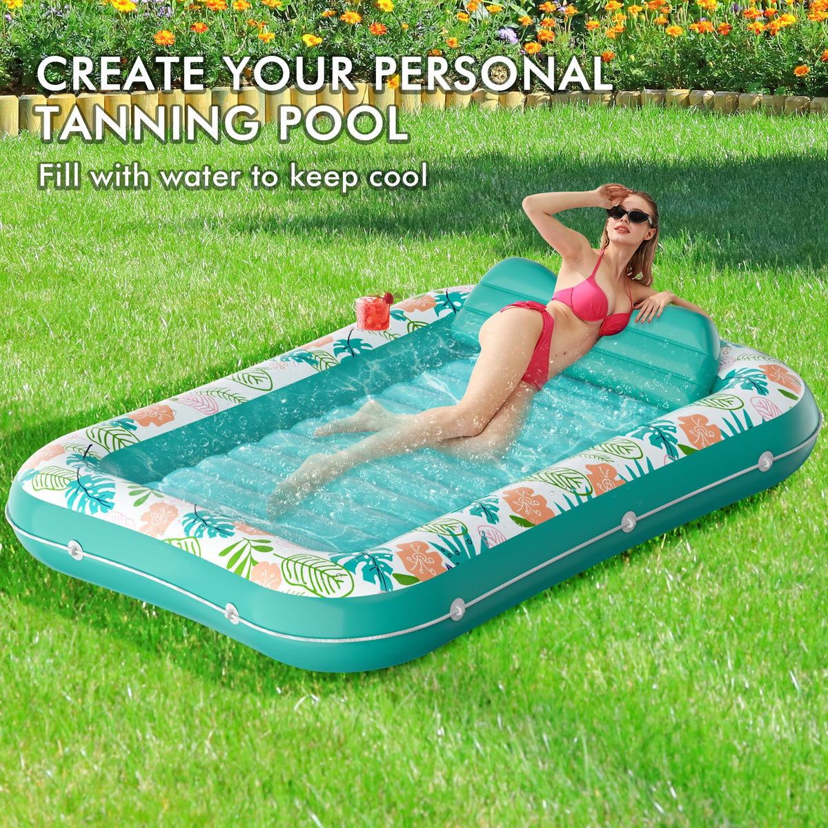 2 Pack Inflatable Pool Float Mat & 75" x 51" Tanning Pool Lounger P476608