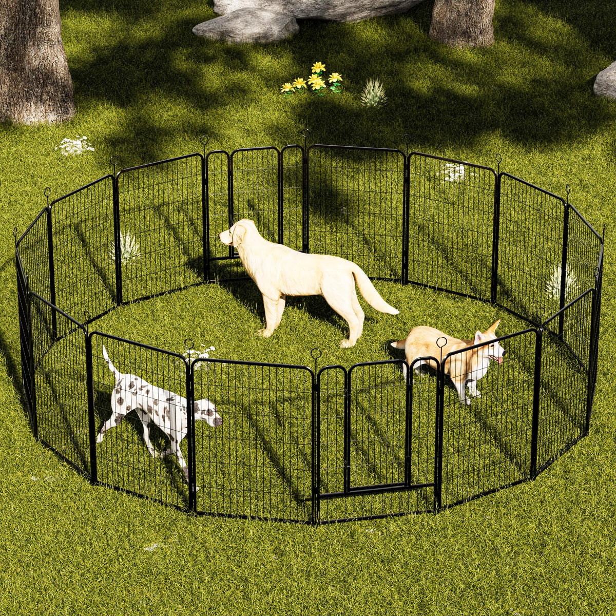 16-Panel Heavy-Duty Metal Dog Playpen X22967